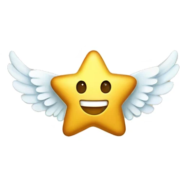 Golden smiling cute Star shape with angel wings  sticker