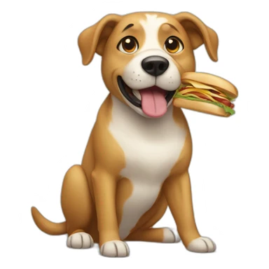Dog eating a sandwich sticker