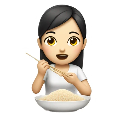 Chineese girl eating rice  sticker