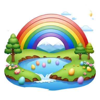 an easter rainbow lake landscape  sticker