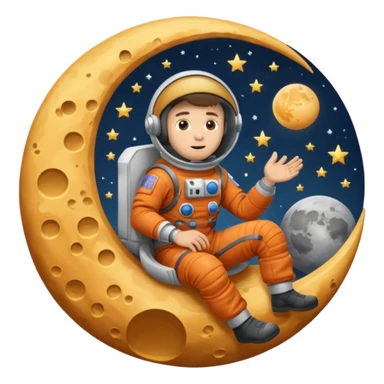 White guy sitting on the moon  sticker