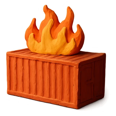 shipping container on fire sticker