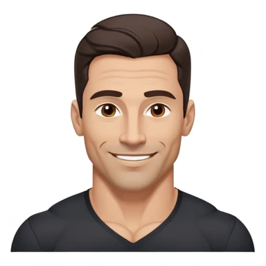 Very fit muscular 40-year-old with youthful looks, light brown skin, elongated face, strong defined jawline, charming confident smile, medium dark eyes, arched eyebrows, straight nose, buff physique, medium wavy dark hair, wearing a slightly tight black button-up shirt sticker