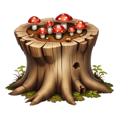 Tree stump with mushrooms sticker