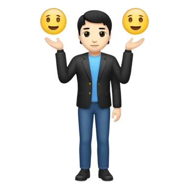 emoji man light skin and black hair, CUERPO COMPLETO sticker