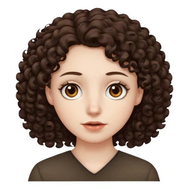Pale skin, curly dark brown hair, medium brown eyes. sticker