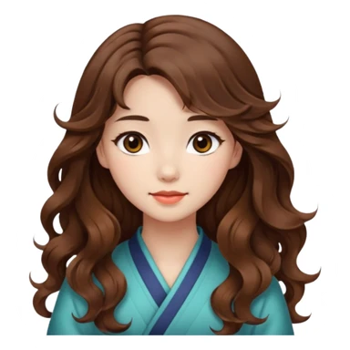 Beautiful girl,brown hair,wavy hair，long hair,Black eyes,Chinese sticker