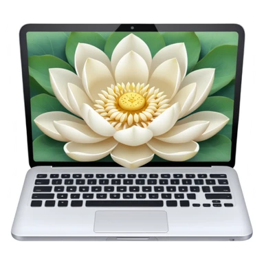 a laptop on top of a lotus flower sticker