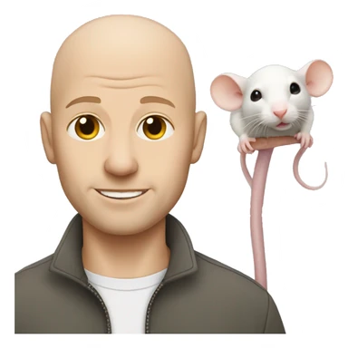 Bald white Man with pet rat sticker