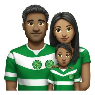 Family of 4 wearing Celtic fc tops  sticker