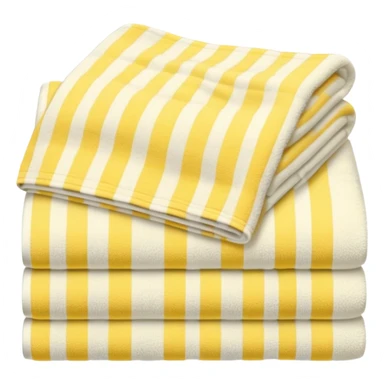 a cozy yellow and ivory striped towel, neatly folded sticker