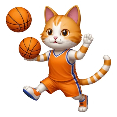 cat playing basketball sticker
