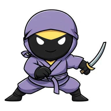 a cute cartoon ninja in action pose sticker