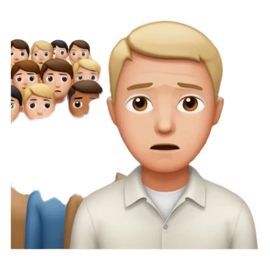 a famous artist FEELING FEAR, with the audience BEHIND HIM sticker