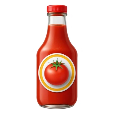 Ketchup in bottle with tomato on sticker sticker