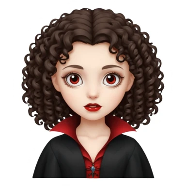 vampire brunette girl with curly, almost straight hair big sticker