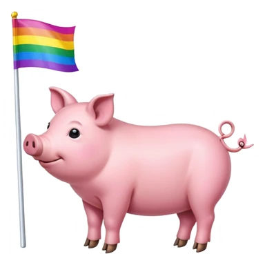 pig on the rainbow flag sticker