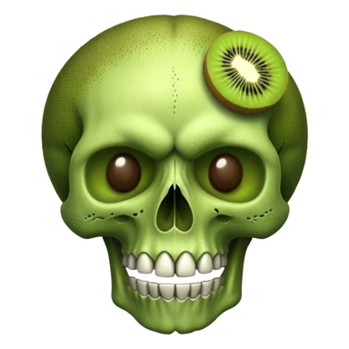 a mix with kiwi and skull sticker