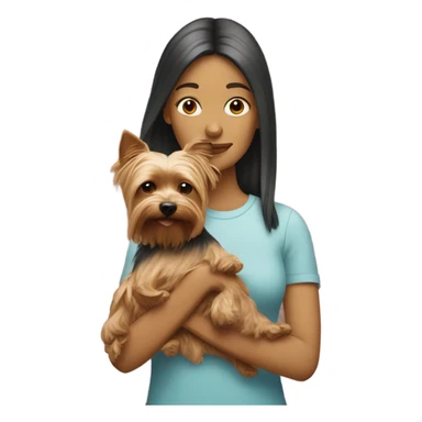 White woman holding Yorkie  sticker