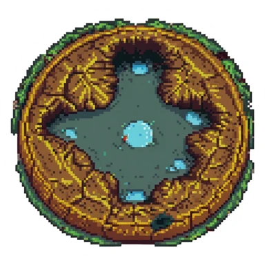 Patomskiy crater, pixel art style, top-down view sticker