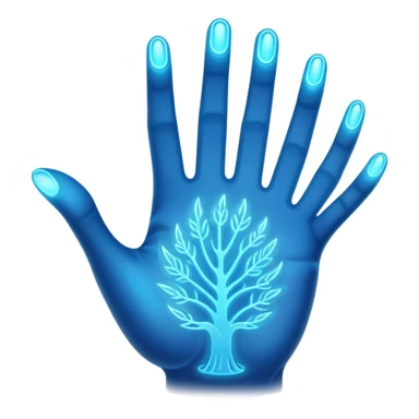 ethereal glowing hand with intricate palm lines and mystical symbols sticker