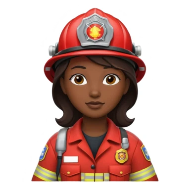 firefighter woman dark skin sticker