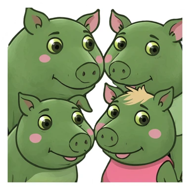 3 little pigs, 2 boys and one girl sticker