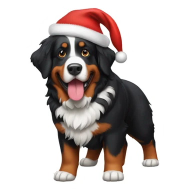 Bernese mountain dog in a Santa hat  sticker