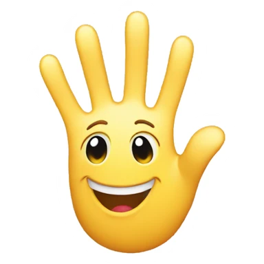 Smiley emoji with a waving hand sticker