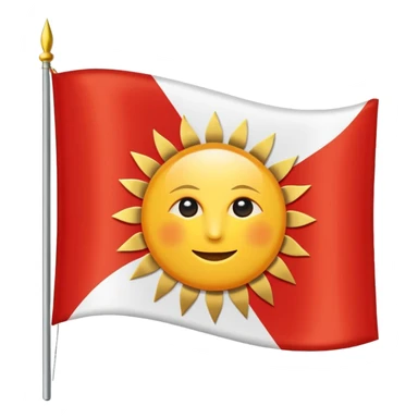 The ezidisch flag is white and red and in the middel is die sun  sticker