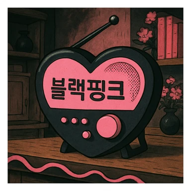 BLACKPINK-inspired object, black and pink colors, whimsical and detailed animation-inspired look, ghibli style sticker