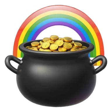 rainbow with a black pot of gold at the end cute sticker