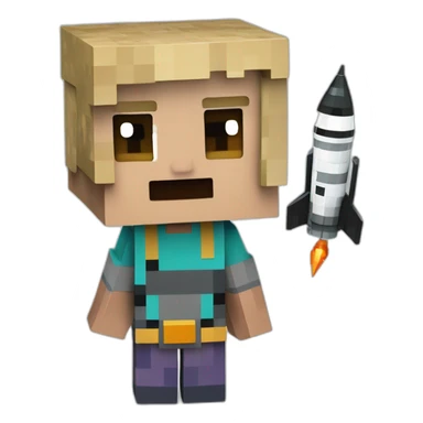 minecraft steve with space rocket in background sticker
