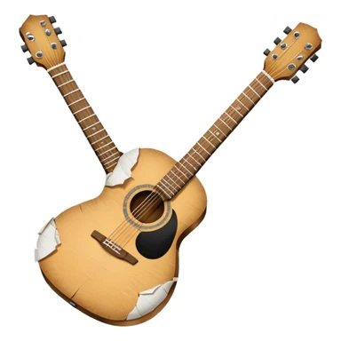 paper acoustic guitar with white paper tears & rips across it sticker