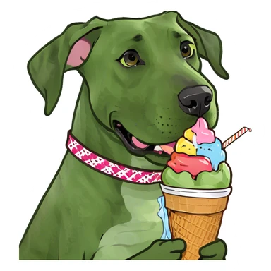 Great Dane eating ice cream sticker