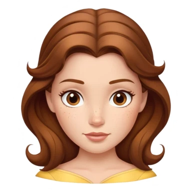 Disney Princess Belle from Beauty and the Beast with brown hair and face with freckles sticker