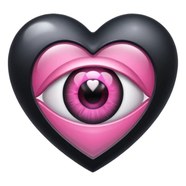 A black heart crystal with a pink eye in the center sticker