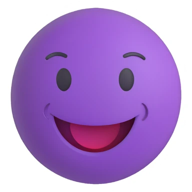 3D smiley emoji, round shape, purple color, with text 'tuti', confident face sticker