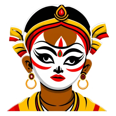 Kathakali Indian dance form performer with dramatic facial expression sticker