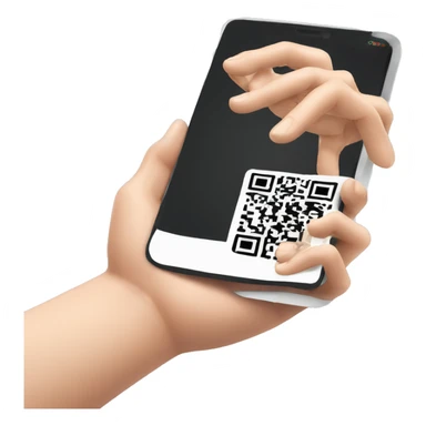 a human arm using a cell phone to scan a QR code sticker