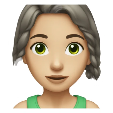Girl with dark brown long hair and green eyes sticker