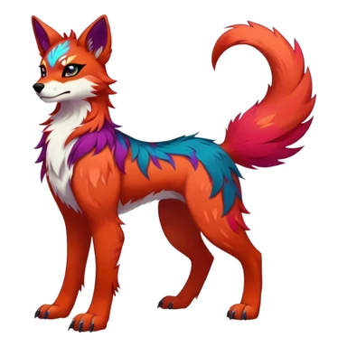 Vibrant dark edgy badass cool Falvie-Fionbri-creature-canine-fursona, full body, with random markings sticker
