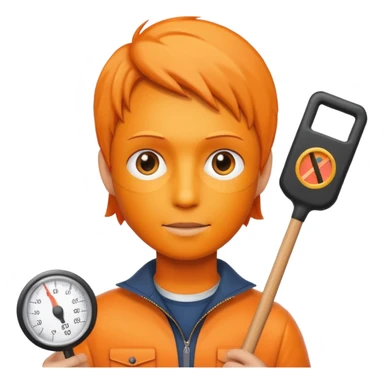 orange west person holding a meter stick sticker