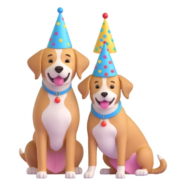 boy and his dog at party with party hats sticker