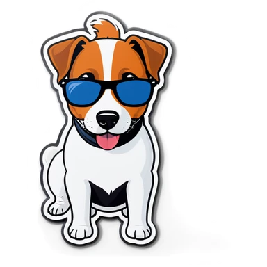 Jack Russell wearing sunglasses sticker