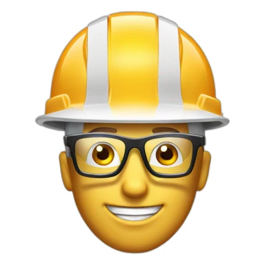construction white hard hat helmet, glasses sticker