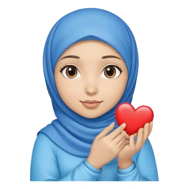 Turkish beautiful finish Konya girl blue with hijab and hold heart in her hand  sticker