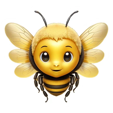 Cinematic Cute Bee Portrait Emoji, Head tilted playfully and inquisitively, featuring a delightfully small, fuzzy body with bright, shimmering eyes and adorable, delicate wings, Simplified yet irresistibly adorable features, highly detailed, glowing with a warm, inviting glow, high shine, affectionate and lively, stylized with a touch of whimsical honeyed charm, soft glowing outline, capturing the essence of a mischievous bee that seems as if it could buzz out of the screen into your arms! sticker