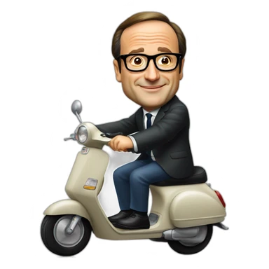 François Hollande sur un scooter sticker