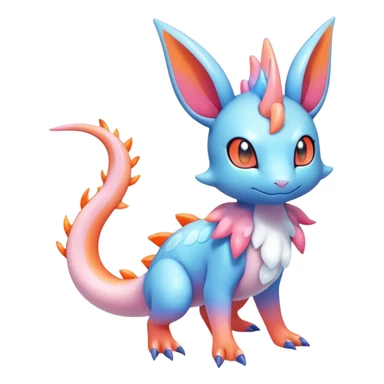 Colorful Shiny Exotic Amaura-Salandit-Aurorus-Sylveon-Fakémon-hybrid-creature (full body)  sticker